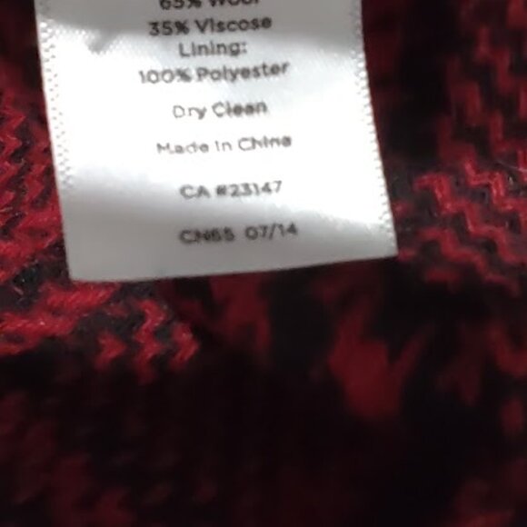 TALBOTS RED AND BLACK PLAID  WOOL AND VISCOSE BLAZER WOMEN'S 16W LIKE NEW - Picture 5 of 5